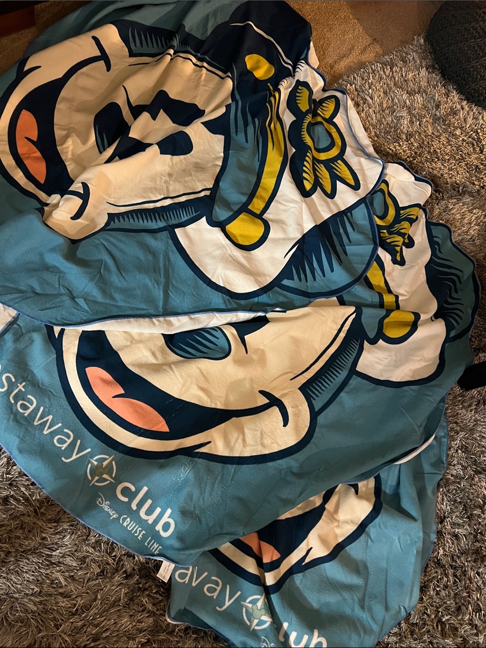 Disney Castaway Club Mickey Mouse Cruise Line Round Beach Towel 60x59 Blue x 3